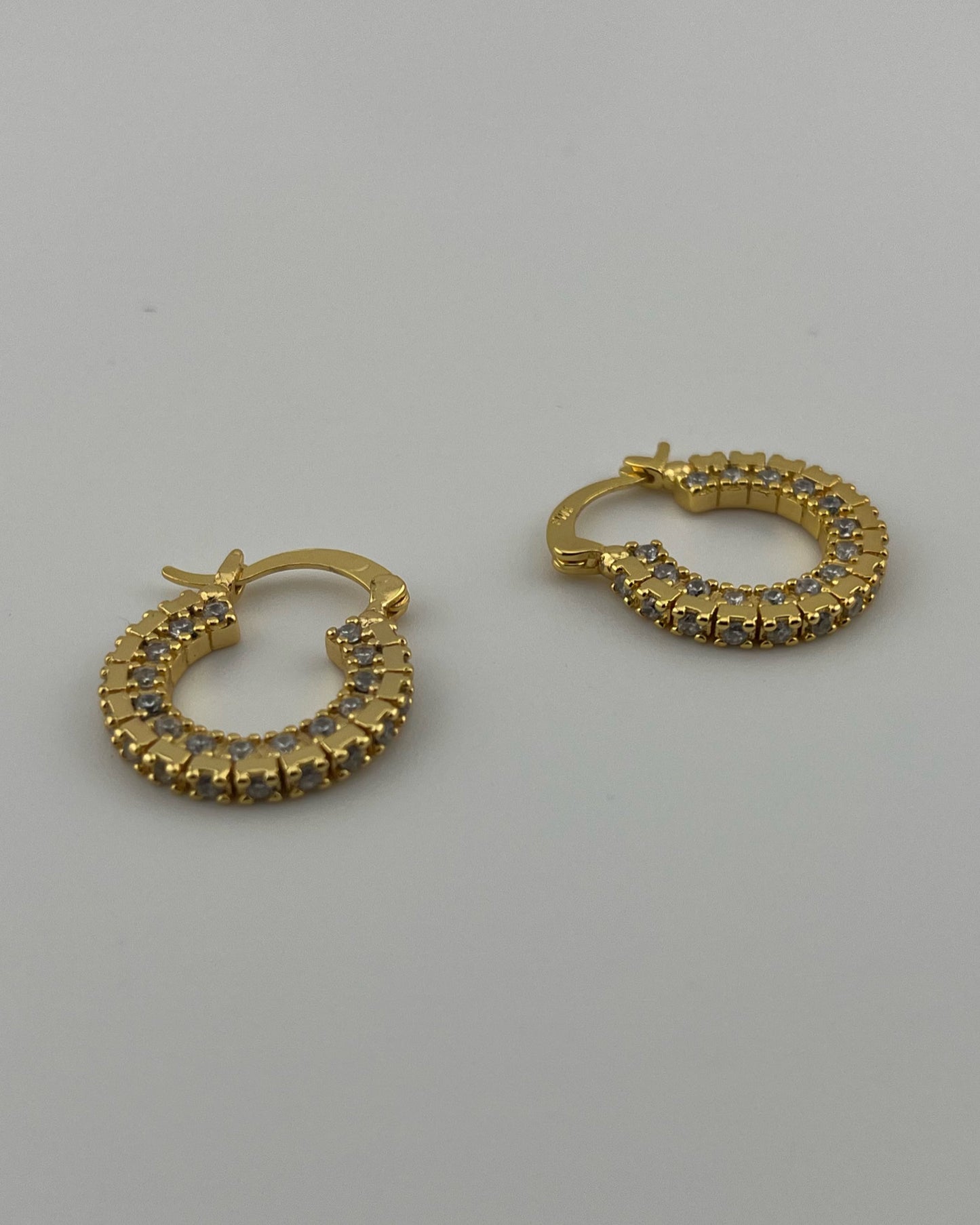 Glimmering Gold-filled CZ Hoops