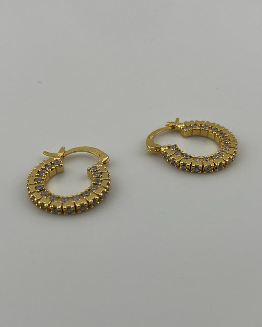 Glimmering Gold-filled CZ Hoops