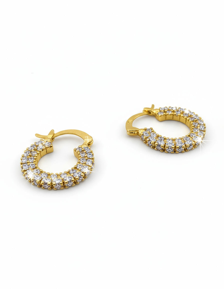 Glimmering Gold-filled CZ Hoops