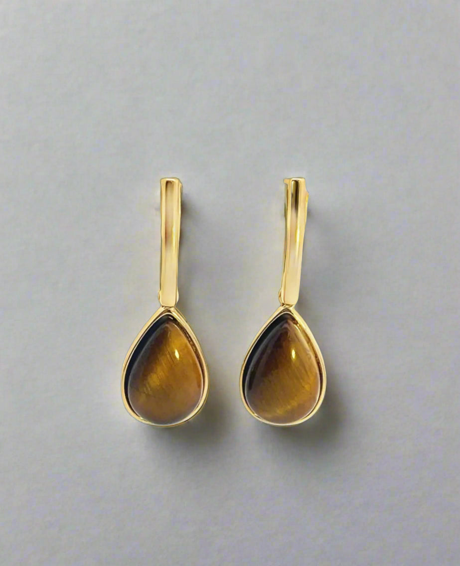 Tear Drop Natural Gemstone Earrings