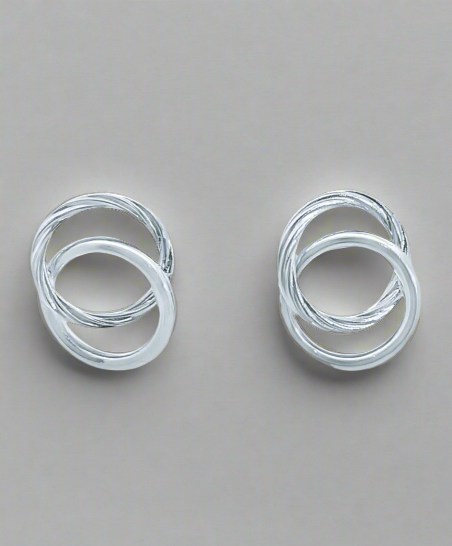 Round Dual Style Intertwined Smooth Rope Stud Earrings