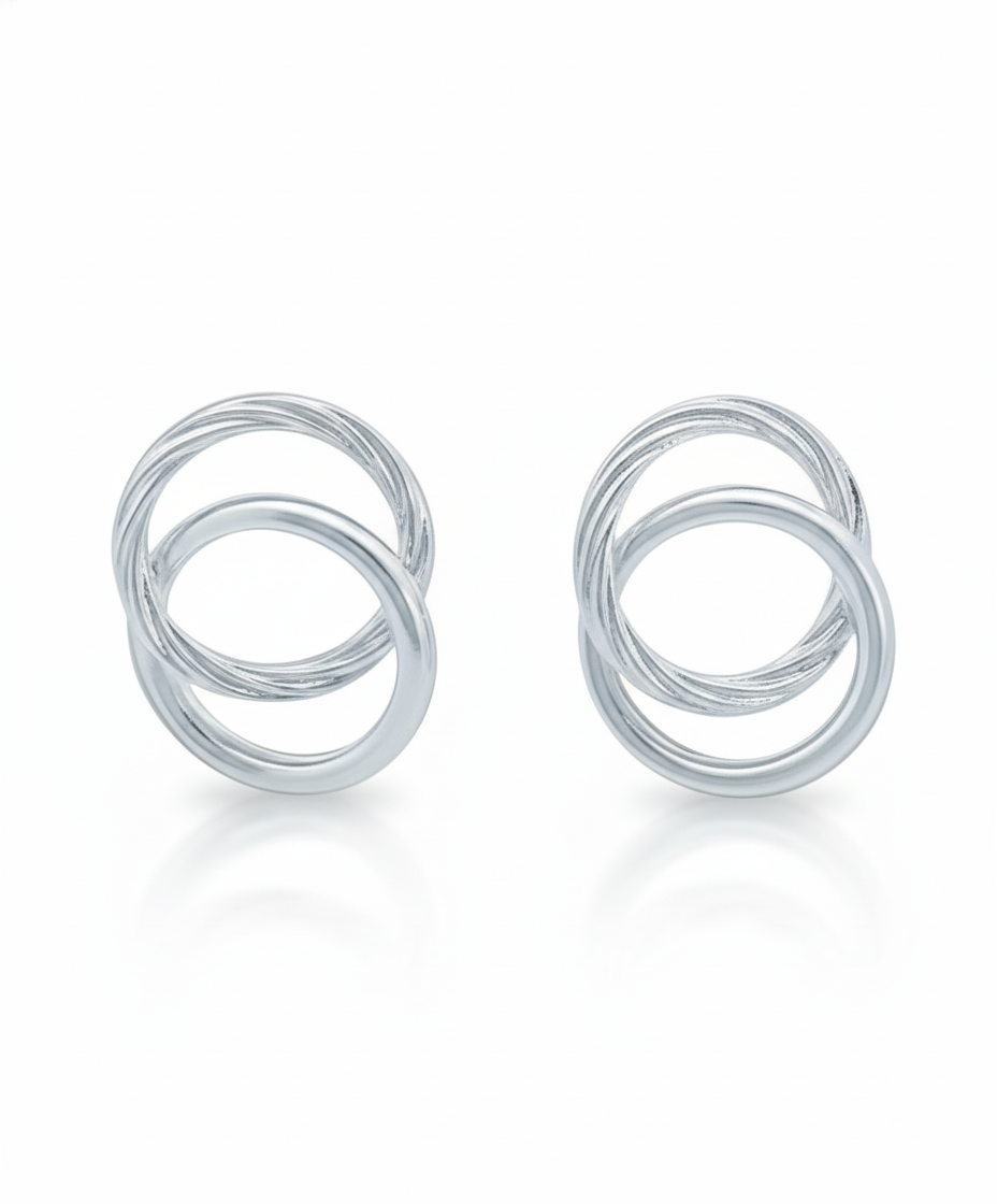 Round Dual Style Intertwined Smooth Rope Stud Earrings