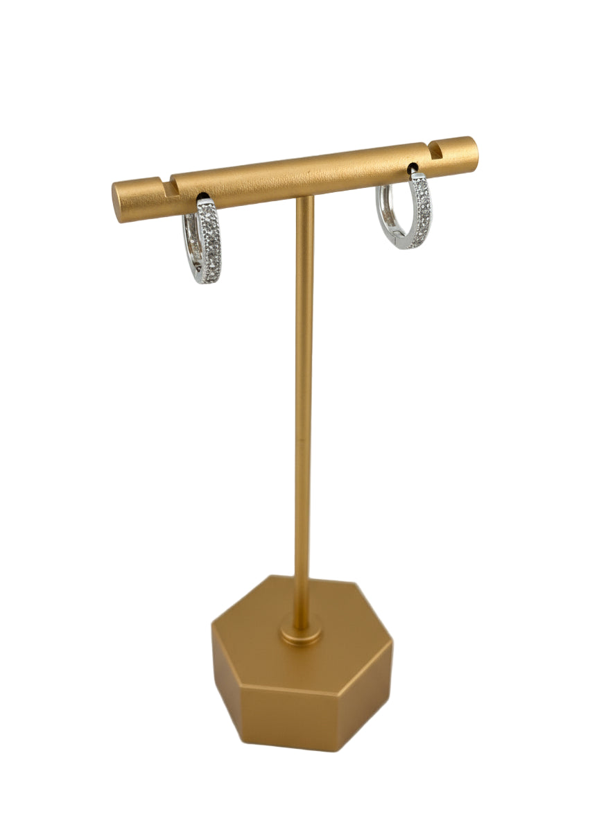 Radiant Rhodium Gold-Filled CZ Hoops