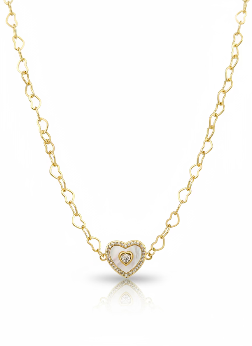 Golden Heart Link Necklace