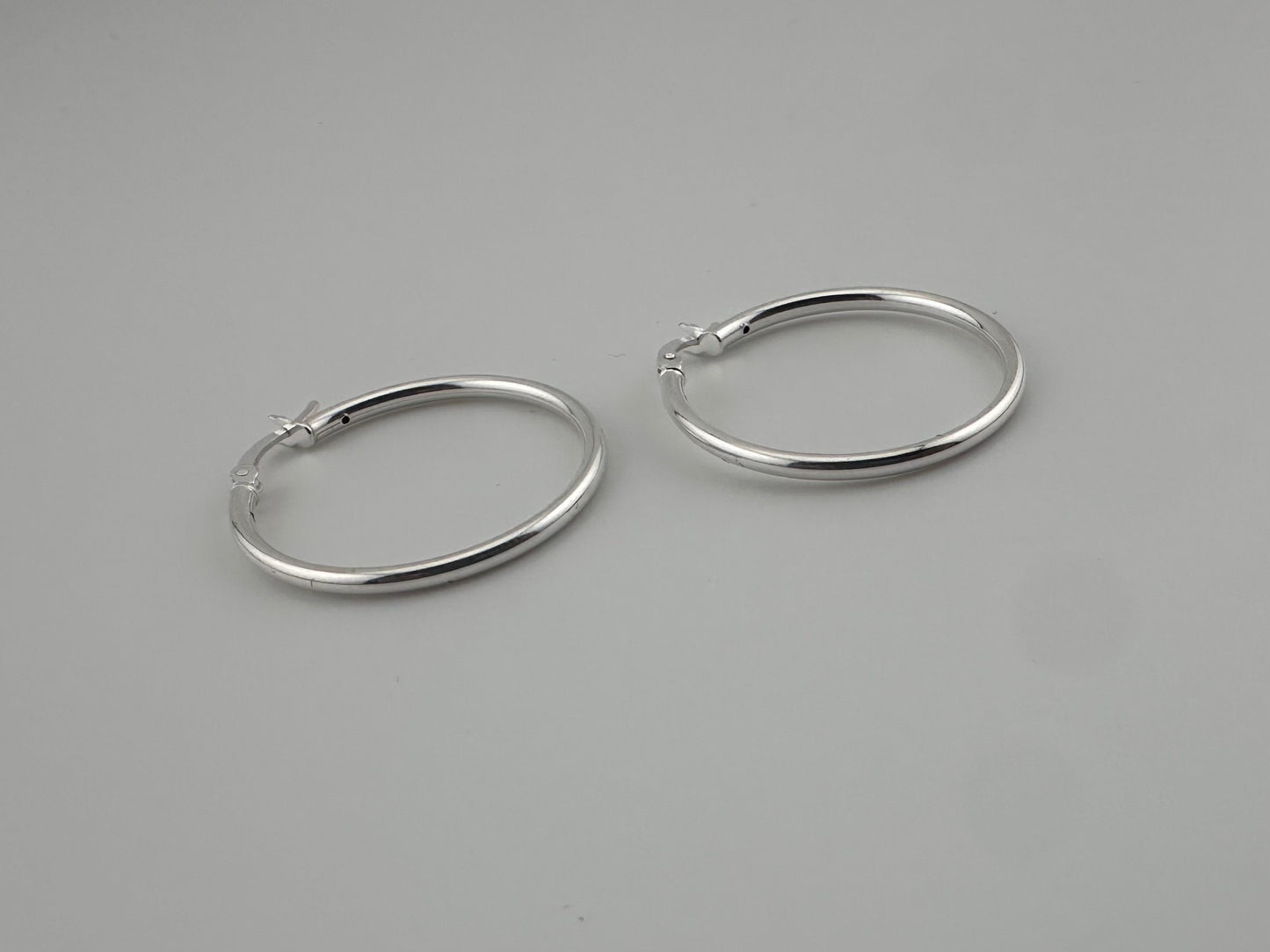 Large Silver Plain Hoops