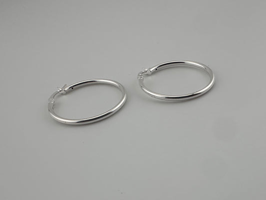 Large Silver Plain Hoops
