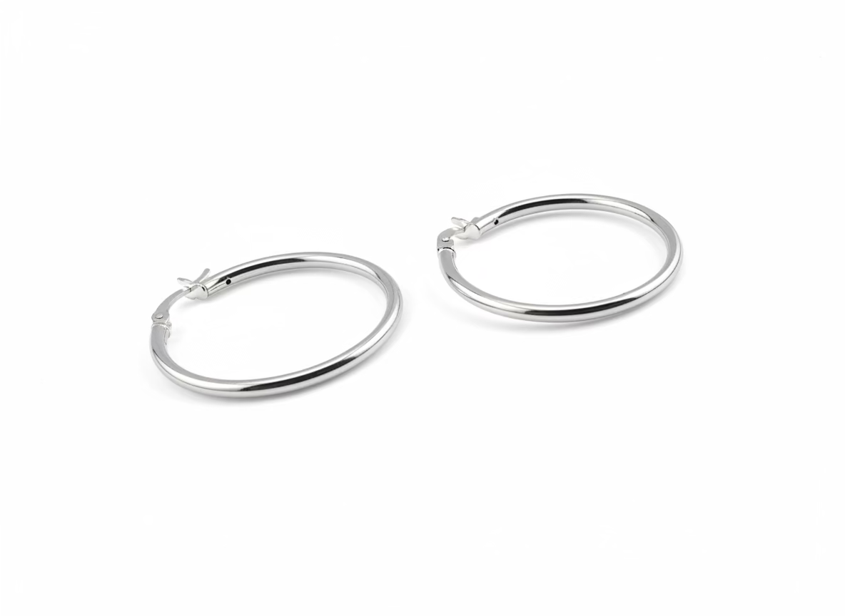 Large Silver Plain Hoops