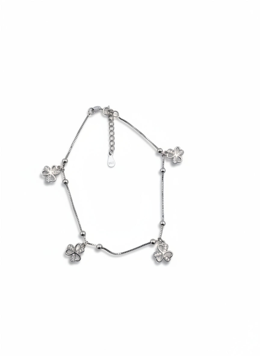 Silver Clover Glow Anklet