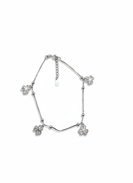 Silver Clover Glow Anklet