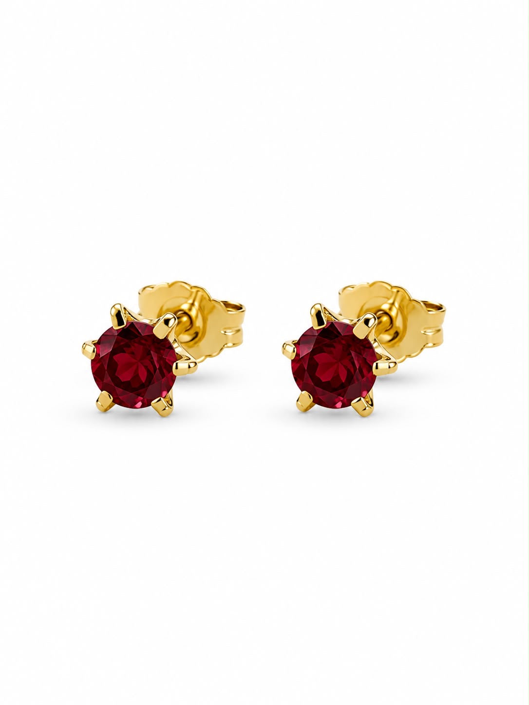 Gold Starburst Gemstone Studs – Six-Prong Birthstone Earrings
