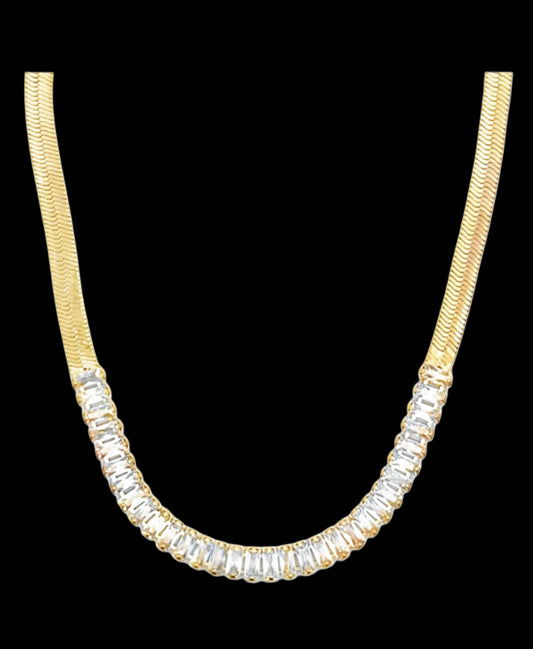 Flat Slinky snake CZ Chain Necklace