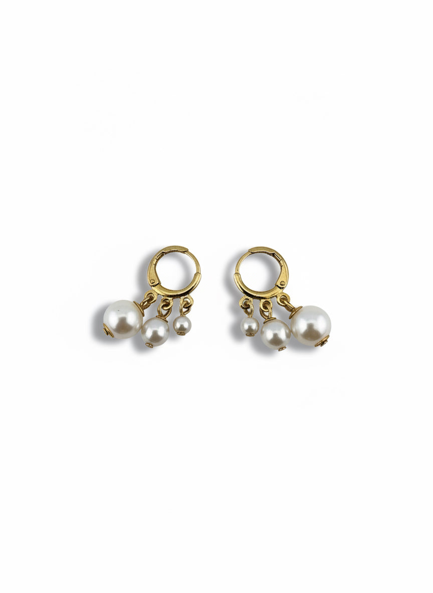Triple Pearl Cascade Hoops