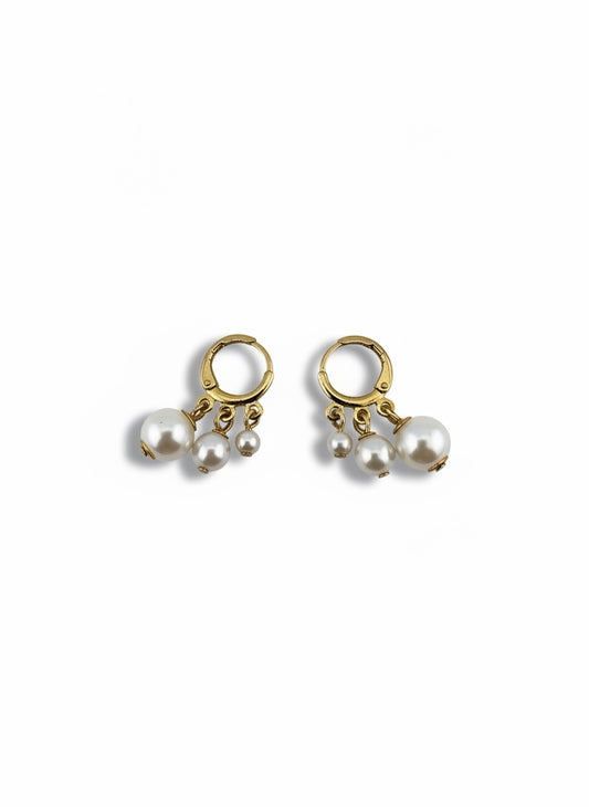 Triple Pearl Cascade Hoops