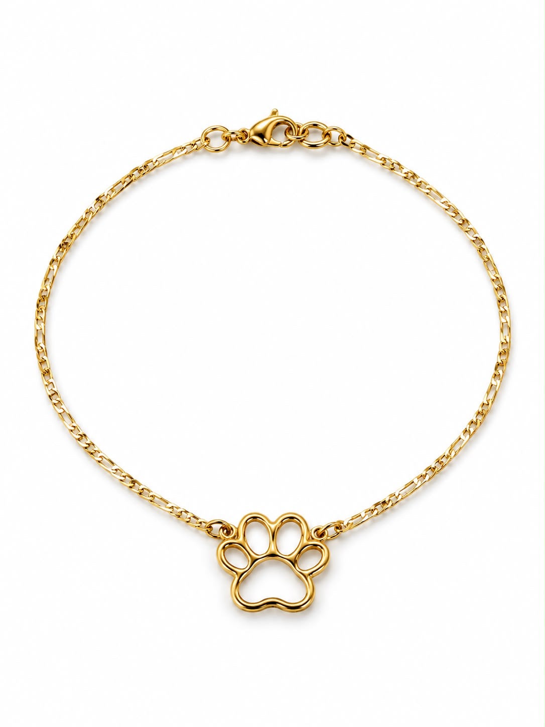 Paw Print Cutout Figaro Chain Anklet