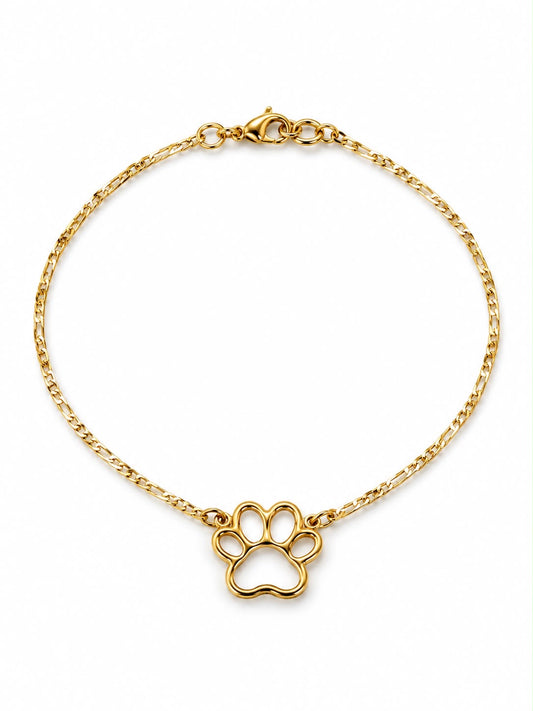 Paw Print Cutout Figaro Chain Anklet