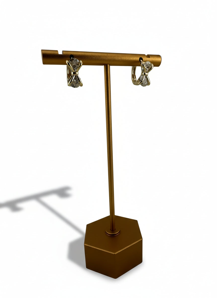 Golden Bow Sparkle Hoops