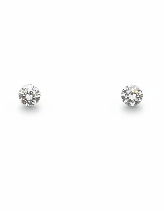 Round Stud Earrings with CZ