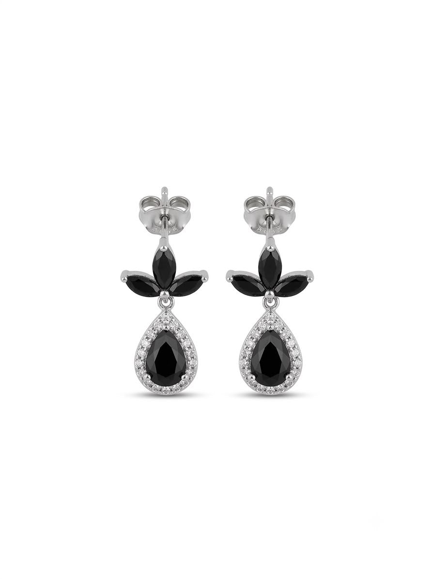 Noir Marquise and Pear Halo Dangles