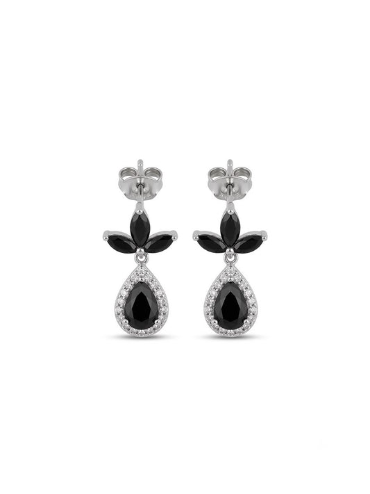 Noir Marquise and Pear Halo Dangles
