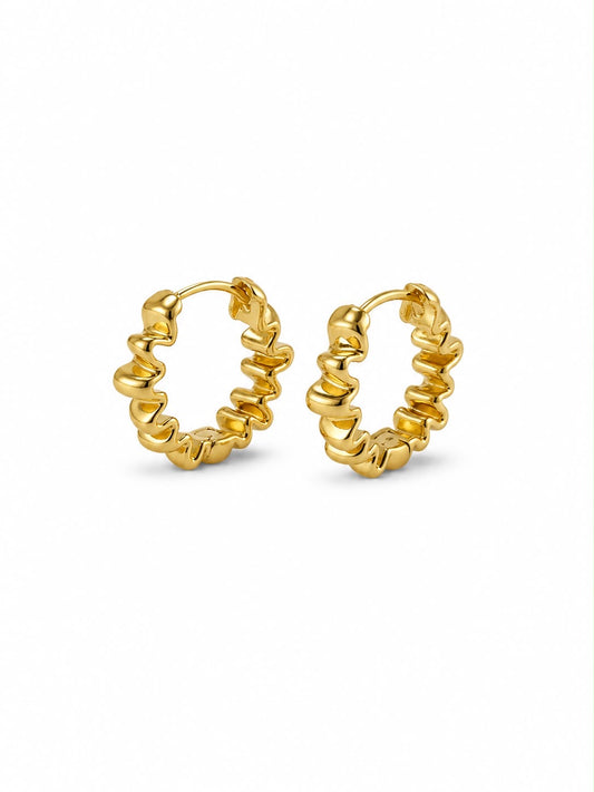 Gold Wavy Scalloped Hoops