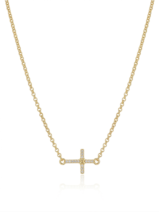 Sideways Spark Cross Necklace