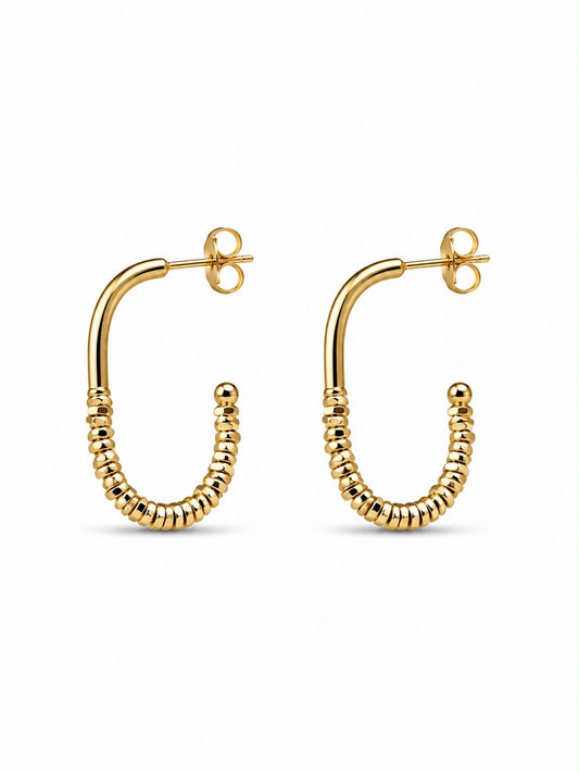 Oval Beaded Hoops