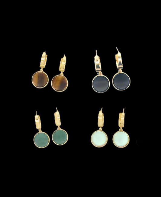 Natural Stone Round Earrings