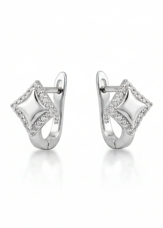 Diamond-Shape Halo Huggies