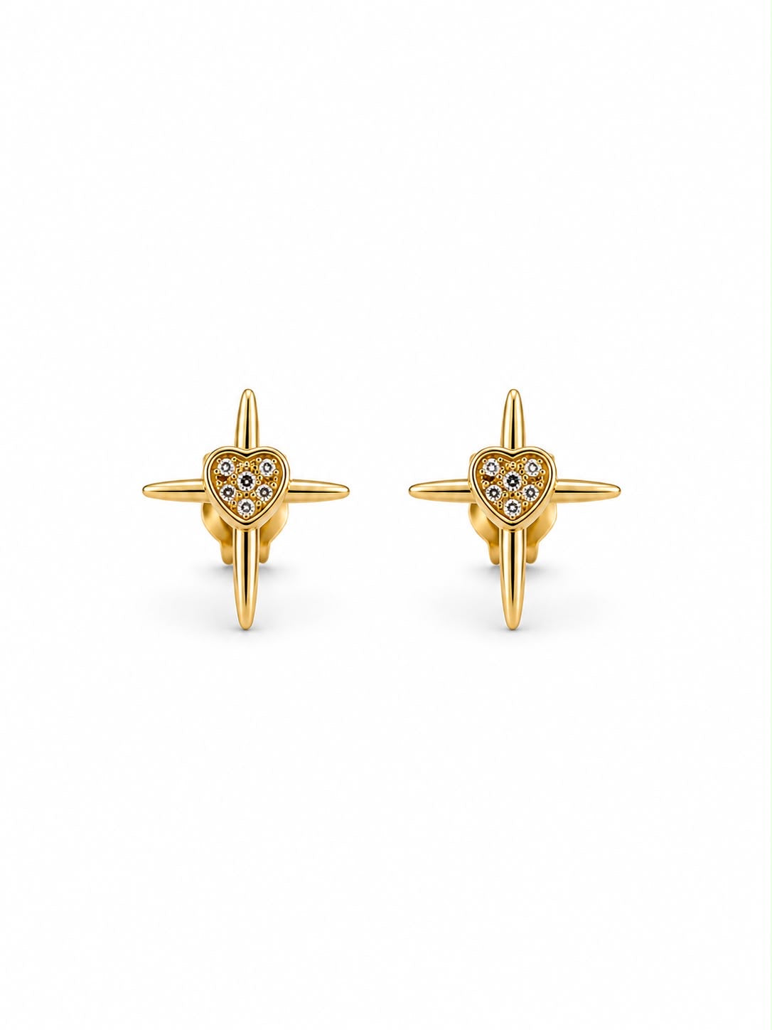 The Celestial Starburst Heart Stud Earrings
