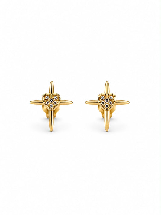 The Celestial Starburst Heart Stud Earrings