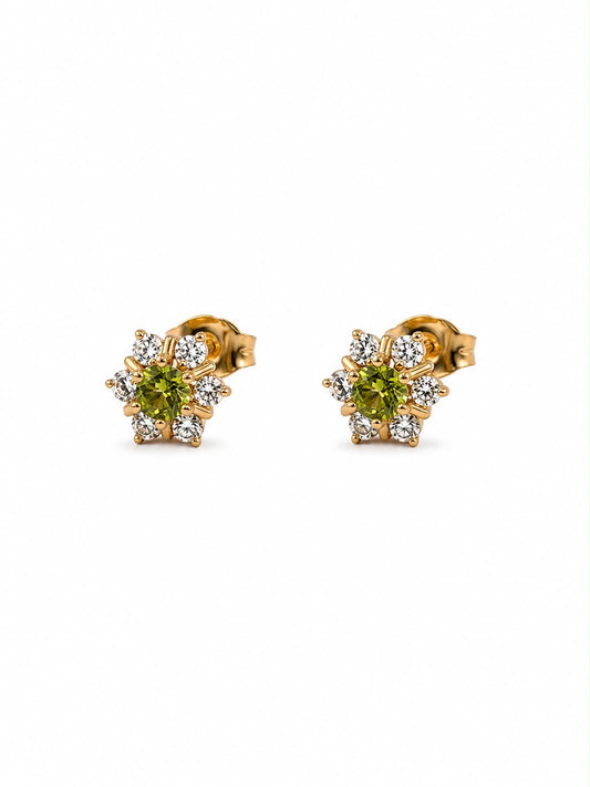 The Vintage Peridot Flower Cluster Stud Earrings