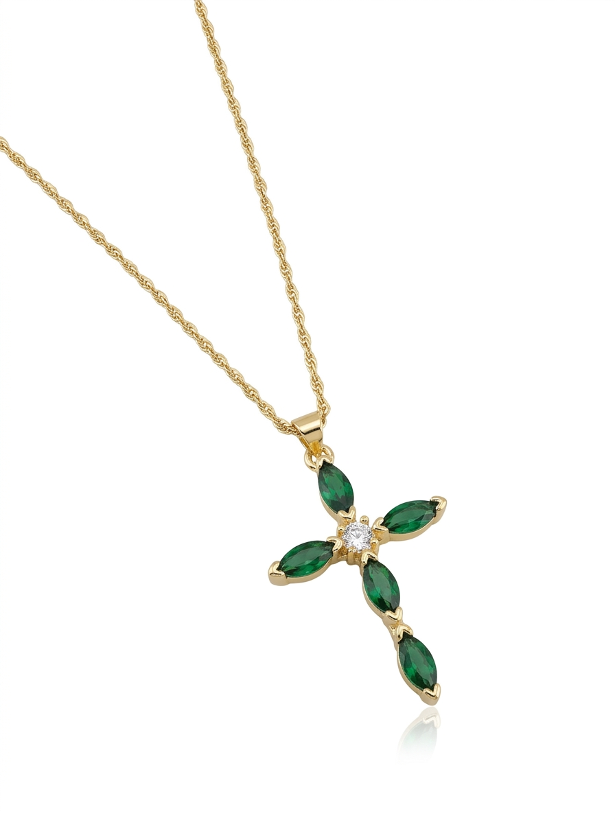 Marquise Crystal Petal Cross Necklace