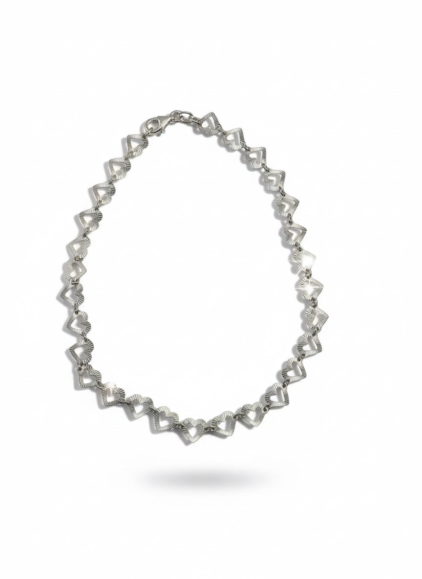 Silver Heartline Anklet