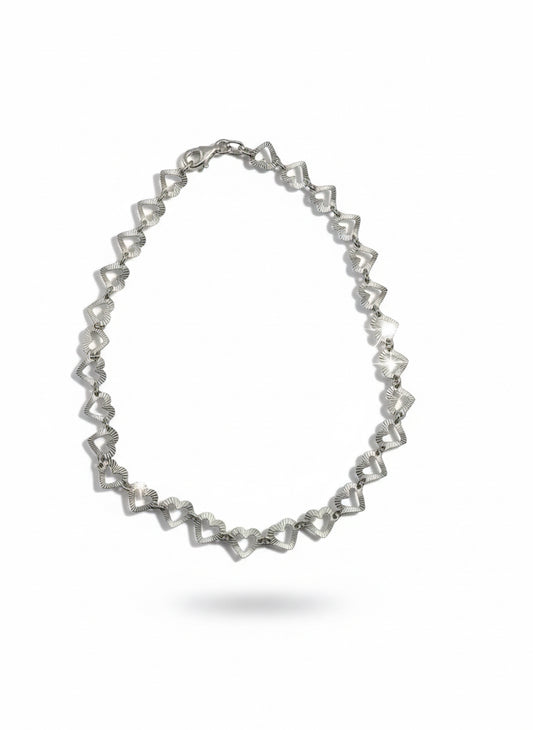 Silver Heartline Anklet