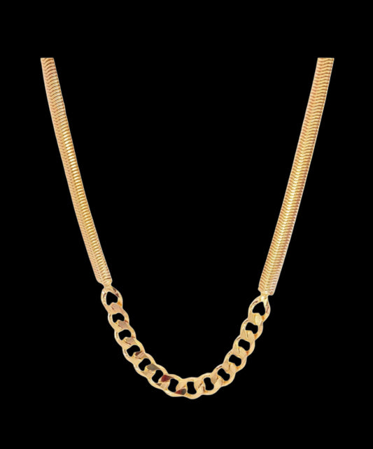 Thick Half Cuban Half Snake Chain Necklace