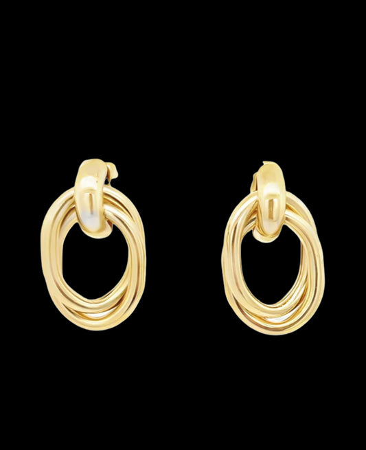 Two Plate Twisted Oval Earring