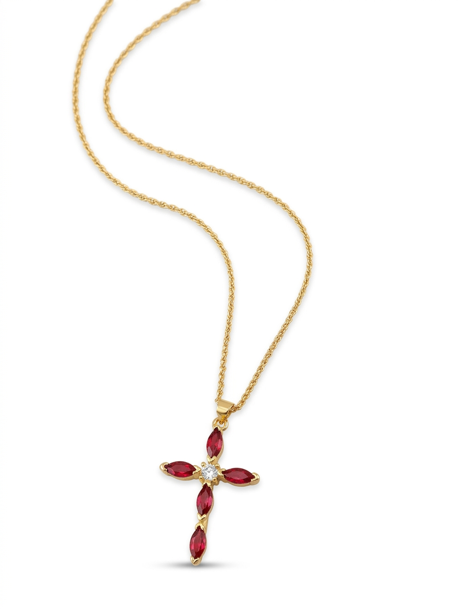Marquise Crystal Petal Cross Necklace