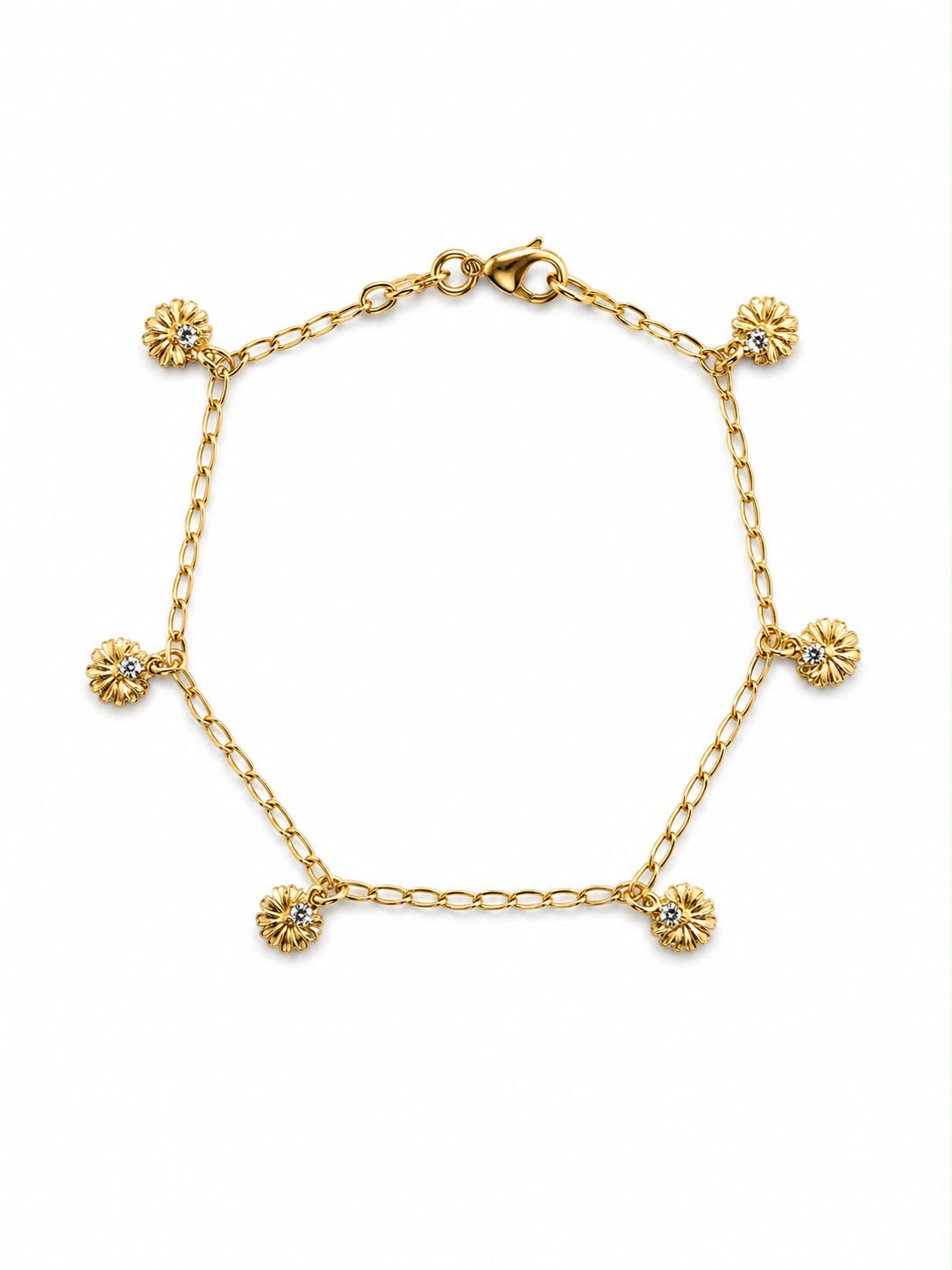 Daisy Flower Charm Fringe Anklet