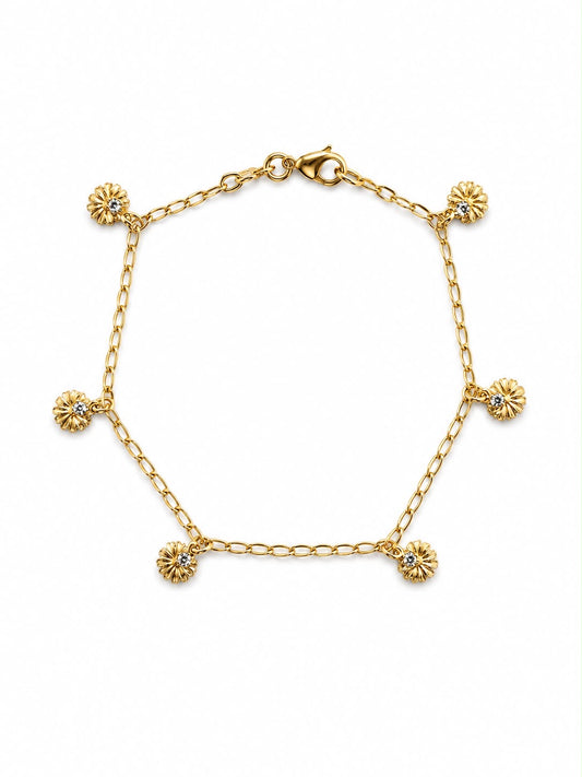 Daisy Flower Charm Fringe Anklet