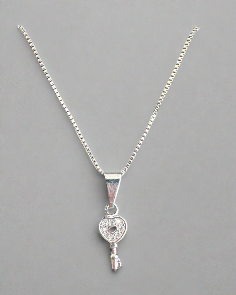 Golden Heart Key Necklace