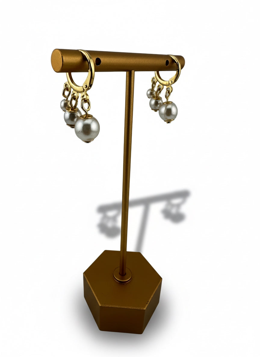 Triple Pearl Cascade Hoops