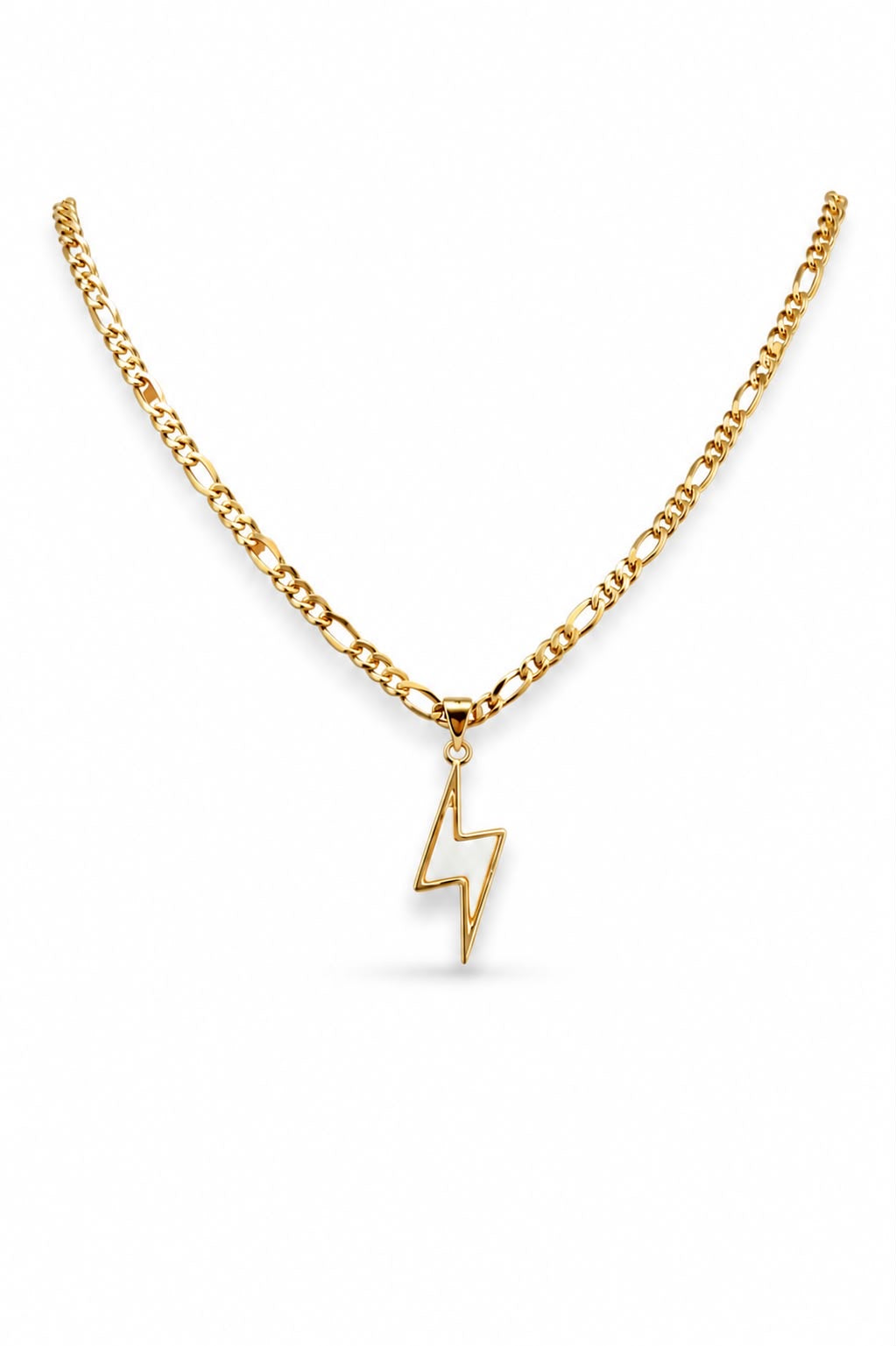Mother of Pearl Lightning Bolt Pendant Necklace