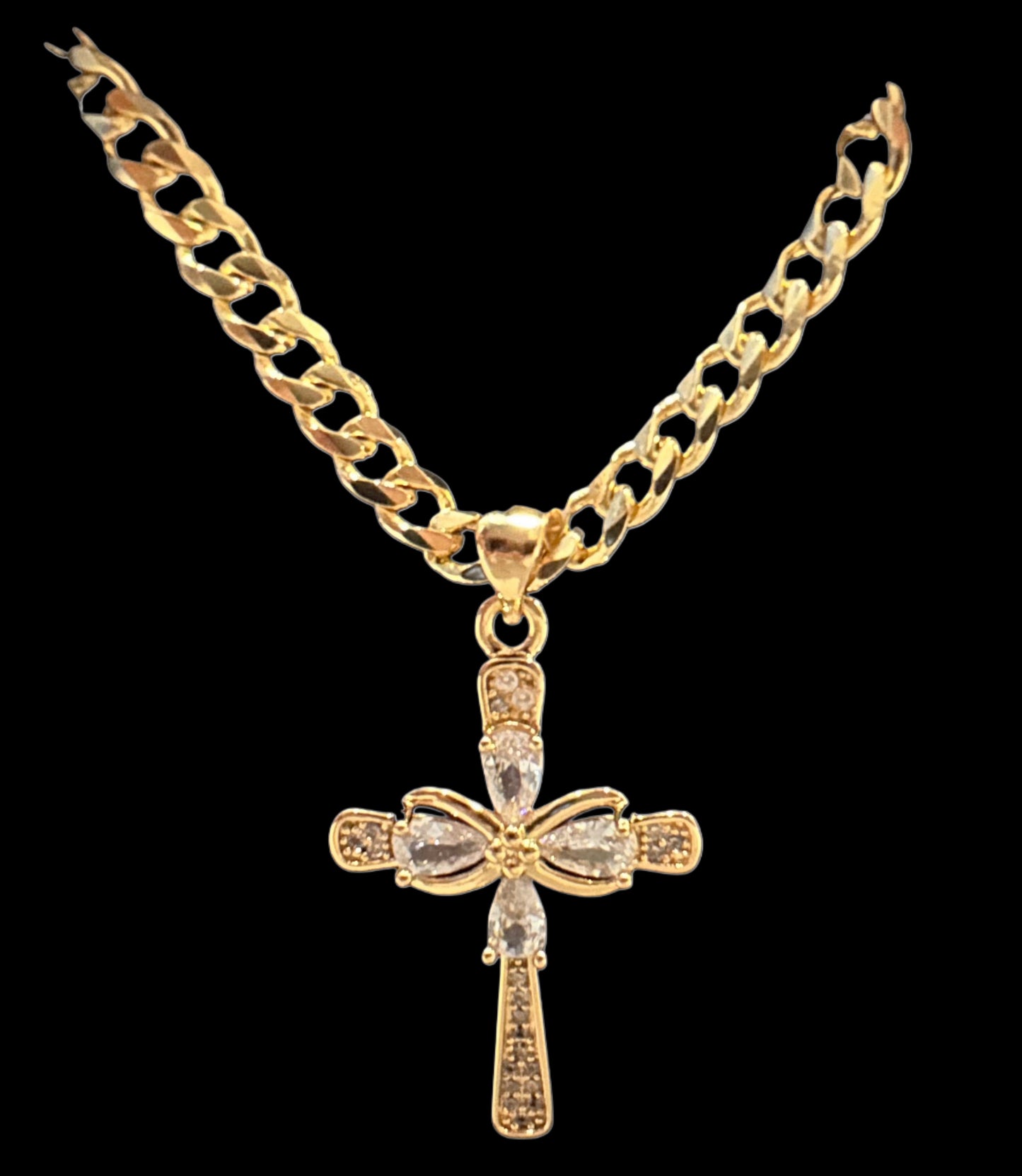 Gold filled cross pendant with chain