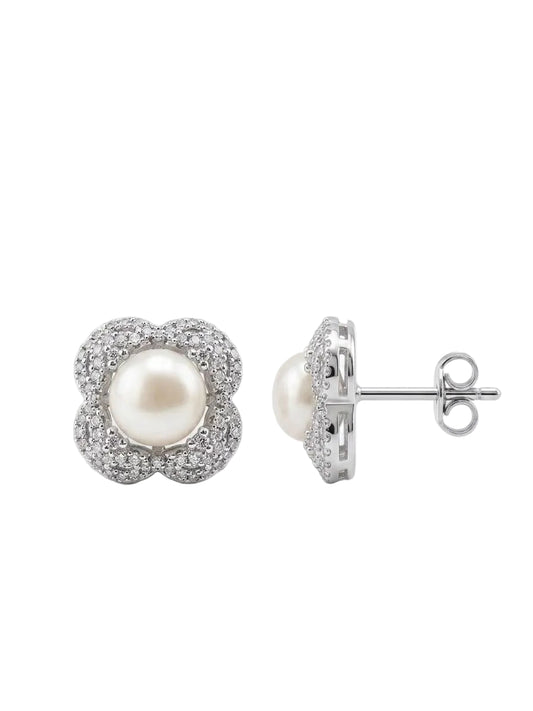Cubic Zirconia Clover Halo Earrings |