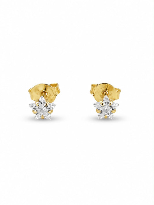 Gold Celestial Star-Cut Gemstone Studs