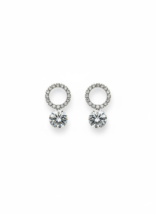 Halo Drop CZ Stud Earrings