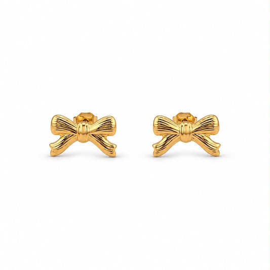 The Coquette Ribbed Bow Stud Earrings
