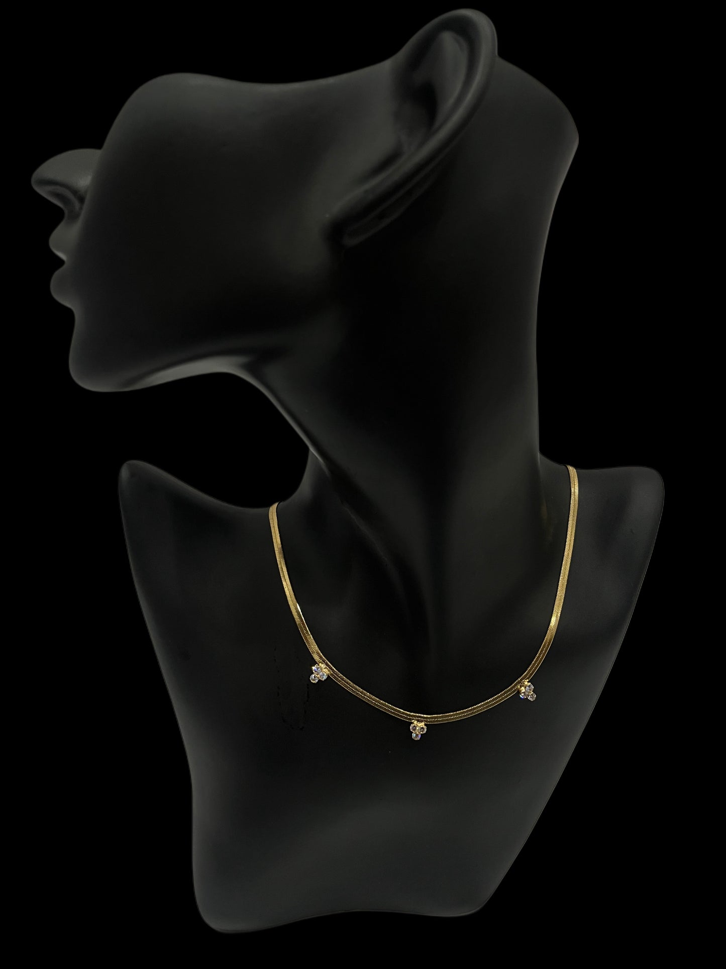 Gold filled CZ herringbone Necklace