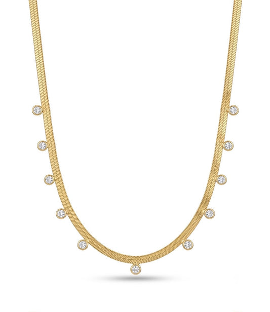 Herringbone CZ Station Choker Necklace
