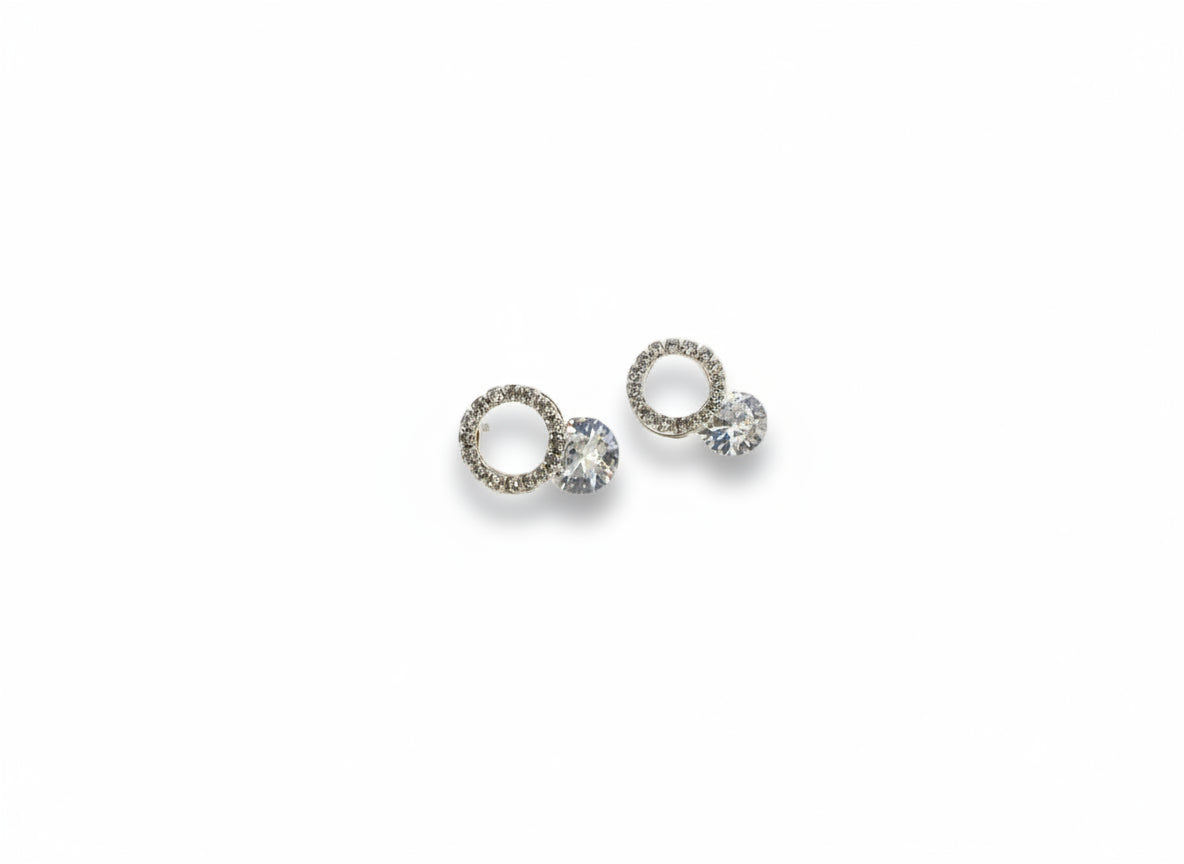 Halo Drop CZ Stud Earrings